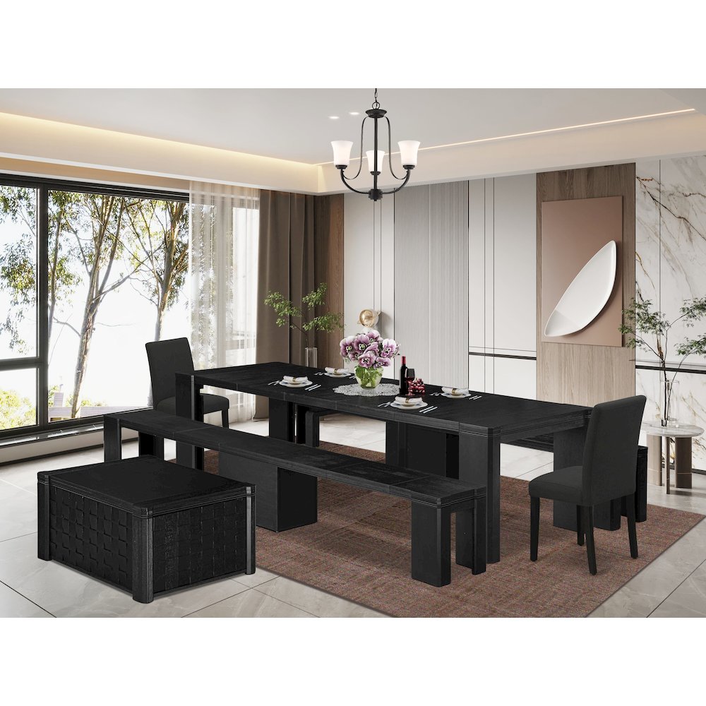 5-piece Dining Room Table Set a Rectangular Kitchen Table with a coffee Table. Picture 2