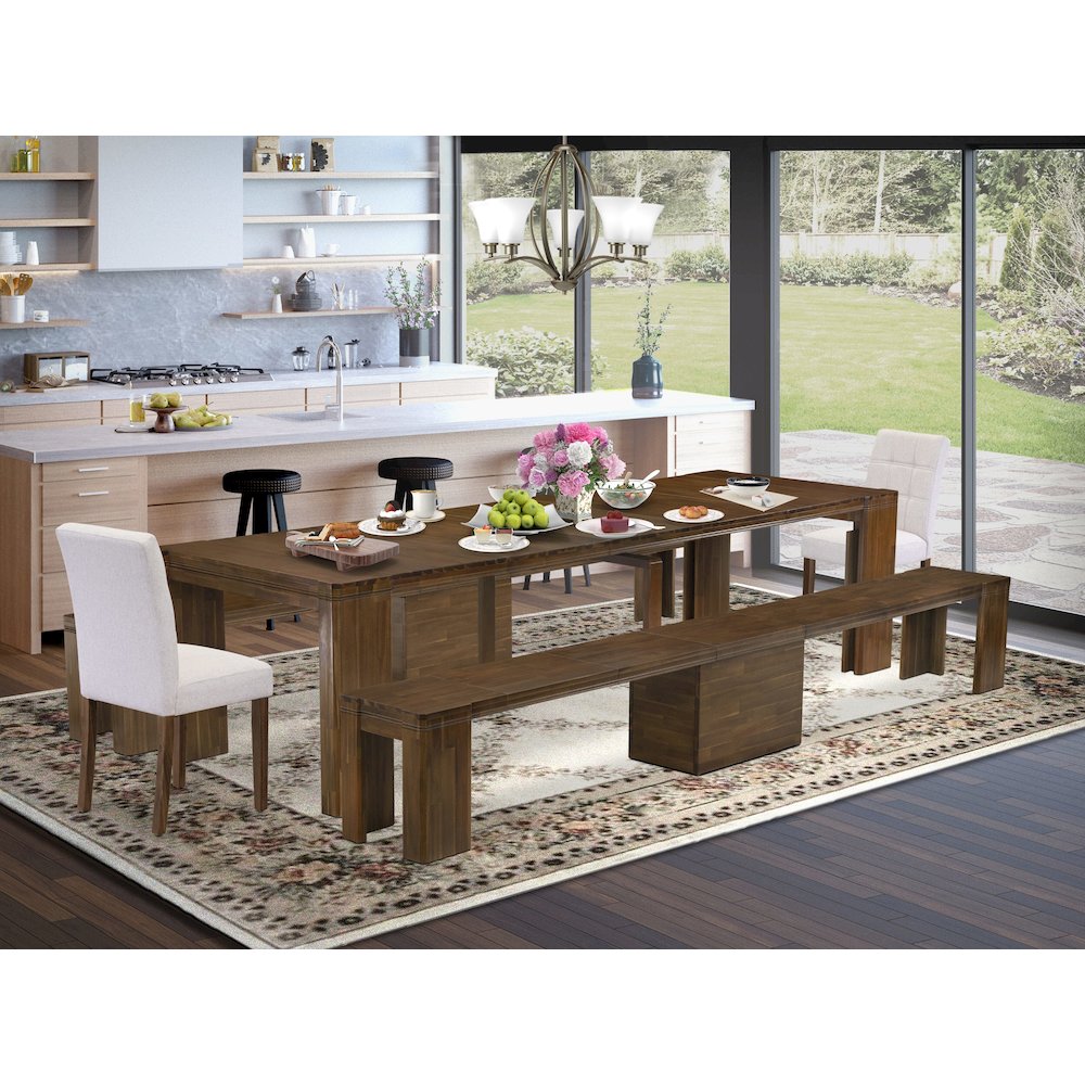 5 Pieces Extendable Dining Set Includes a Rectangle Kitchen Table. Picture 2