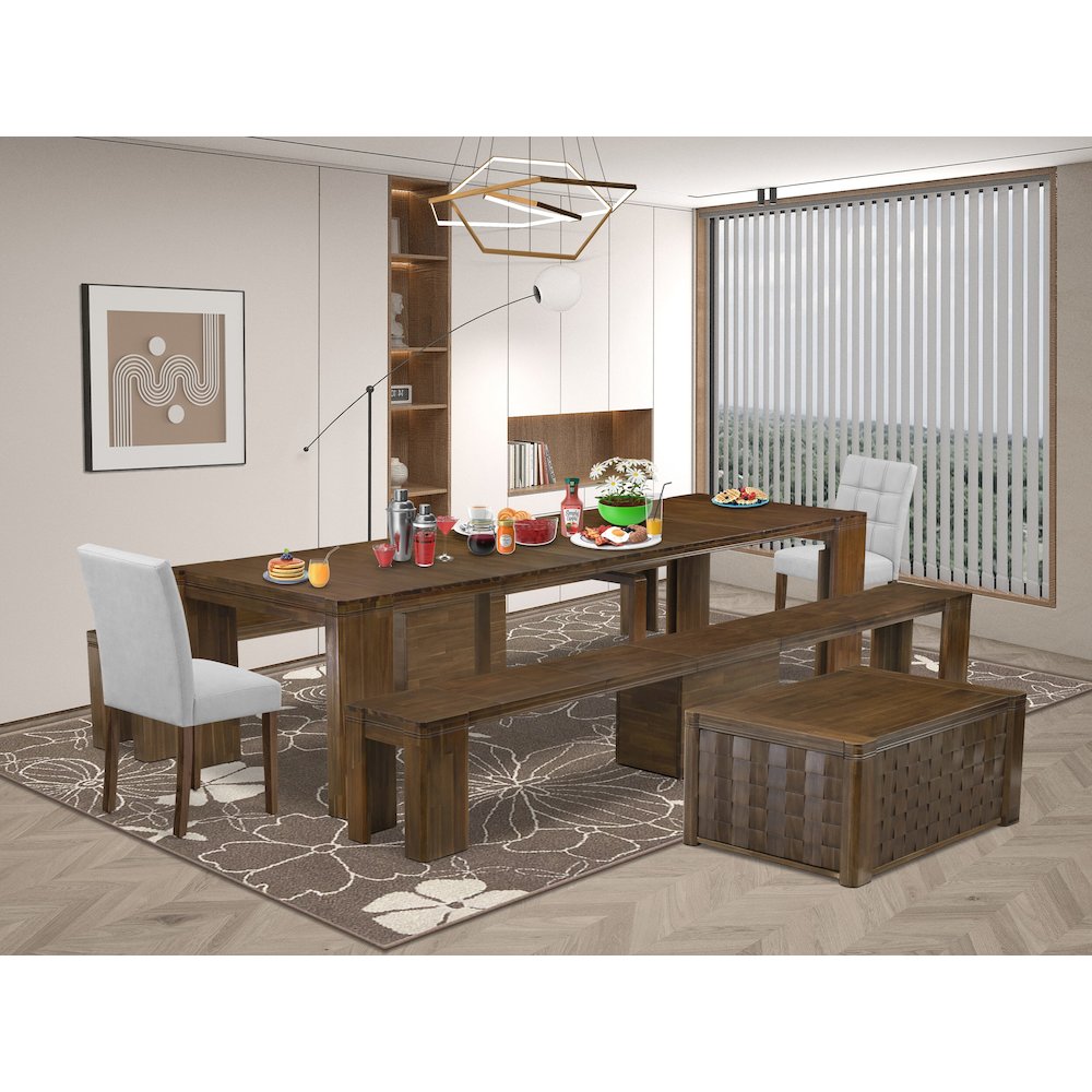 6 Pieces Extendable Dining Set Includes a Rectangle Kitchen Table. Picture 2