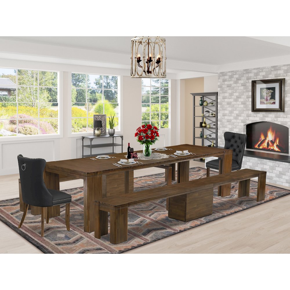 5 Pieces Extendable Dining Set Includes a Rectangle Kitchen Table. Picture 2