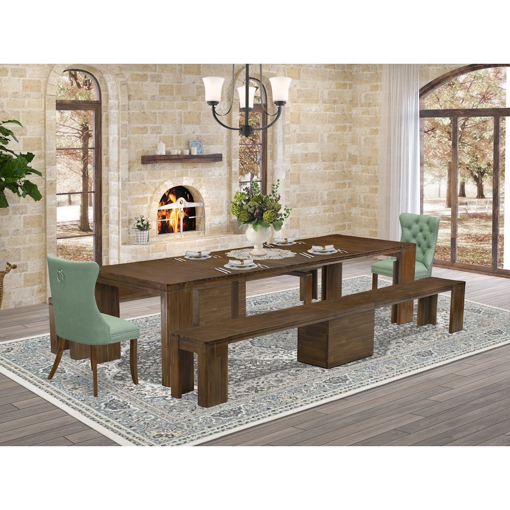 5 Pieces Extendable Dining Set Includes a Rectangle Kitchen Table. Picture 2