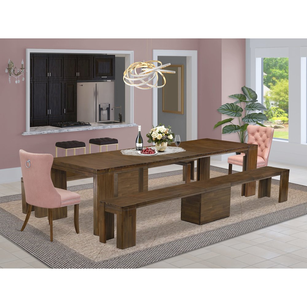 5 Pieces Extendable Dining Set Includes a Rectangle Kitchen Table. Picture 2
