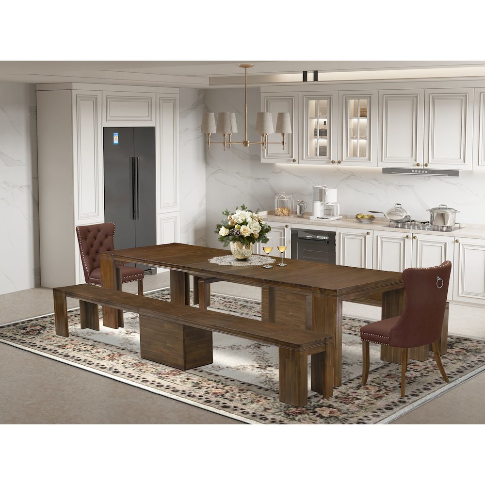 5 Pieces Extendable Dining Set Includes a Rectangle Kitchen Table. Picture 2