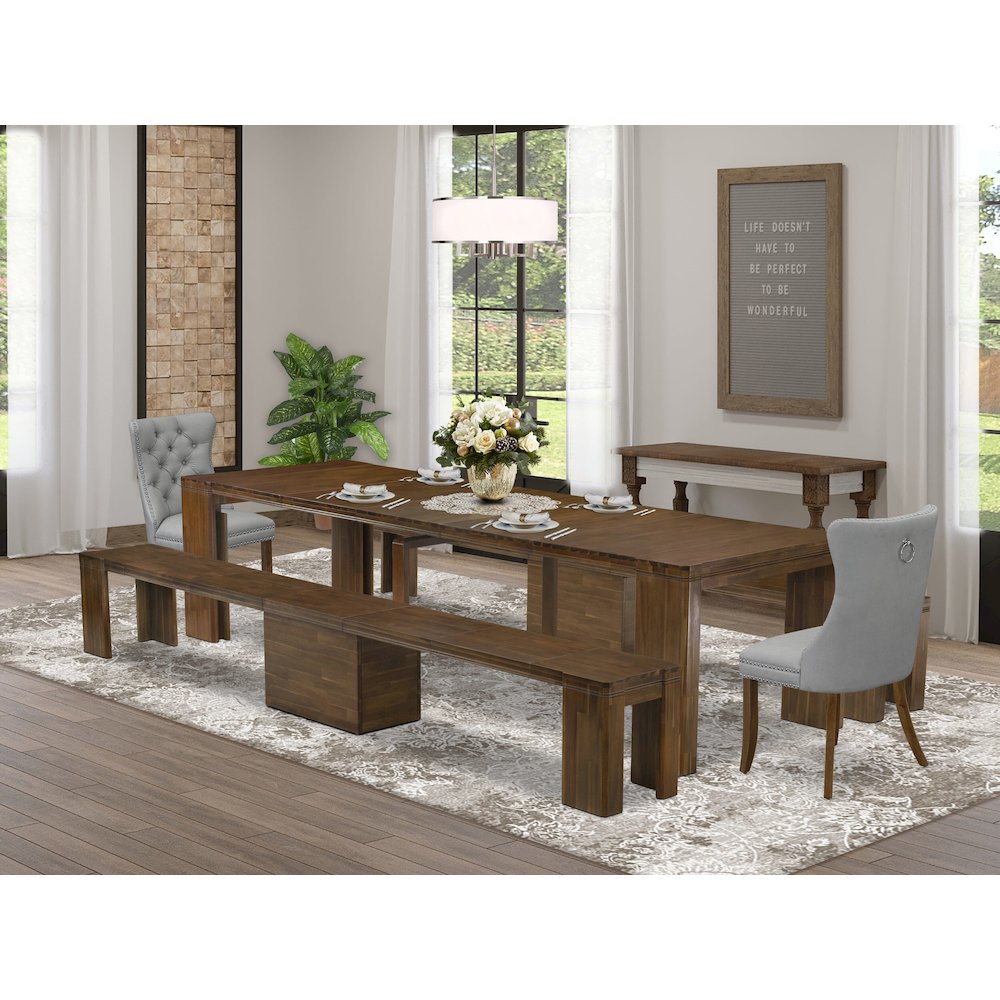 5 Pieces Extendable Dining Set Includes a Rectangle Kitchen Table. Picture 2