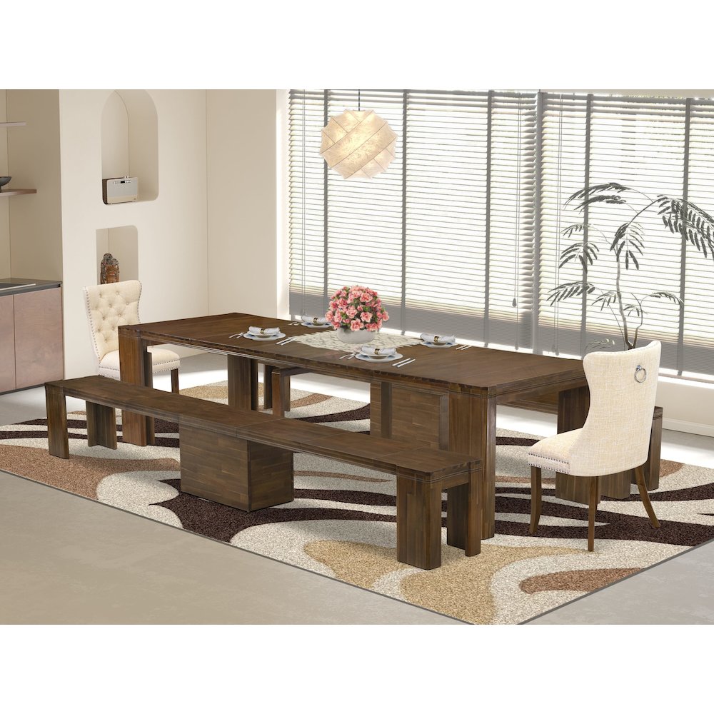 5 Pieces Extendable Dining Set Includes a Rectangle Kitchen Table. Picture 2