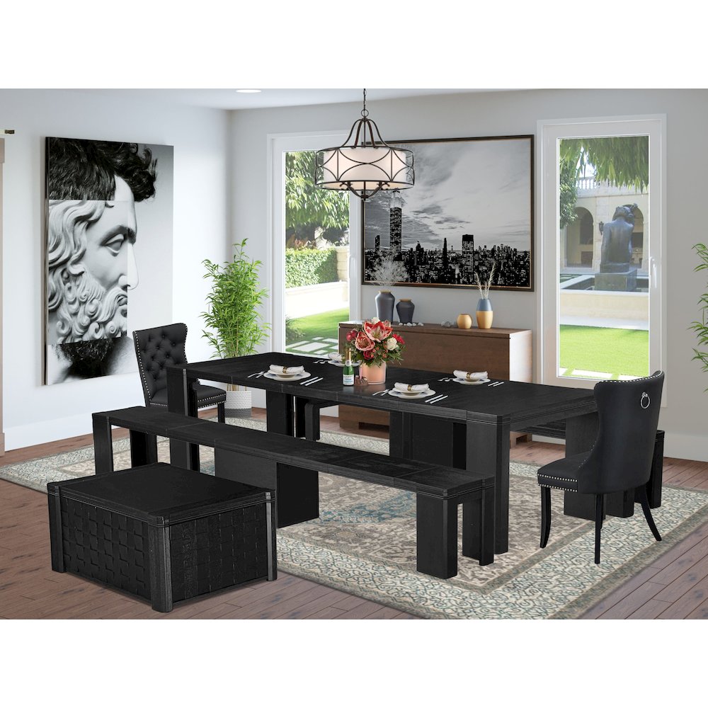 6-piece Kitchen Table Set a Rectangular Dining Table with a coffee Table. Picture 2