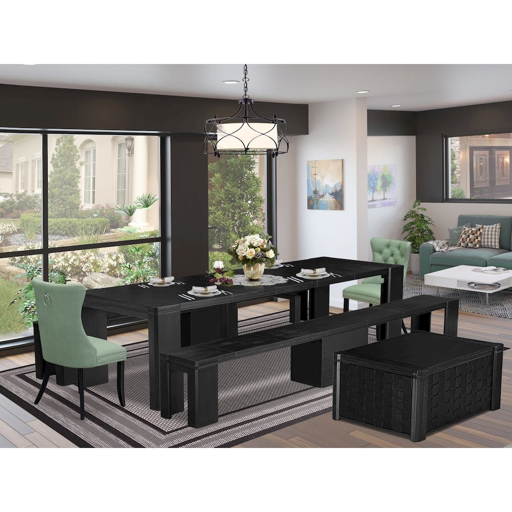 6-piece Dining Room Table Set a Rectangular Dining Table with a coffee Table. Picture 2