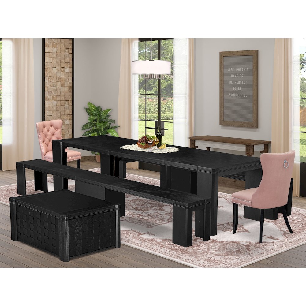 6-piece Dining Room Table Set a Rectangular Kitchen Table with a coffee Table. Picture 2