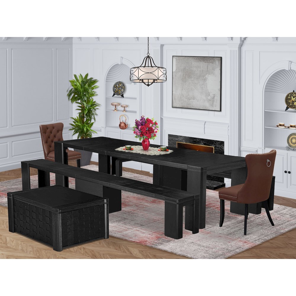 6-piece Modern Dining Room Table Set a Rectangular Dining Room Table. Picture 2