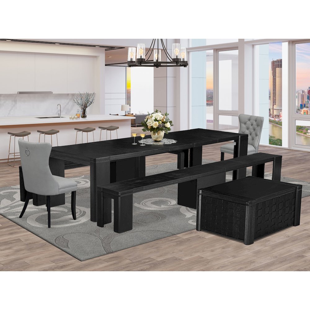 6-piece Modern Dining Table Set a Rectangular Dining Room Table. Picture 2