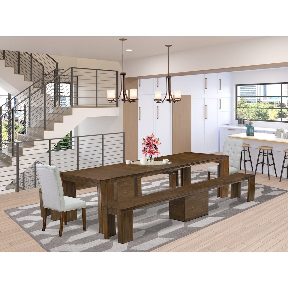 5 Pieces Extendable Dining Set Includes a Rectangle Kitchen Table. Picture 2