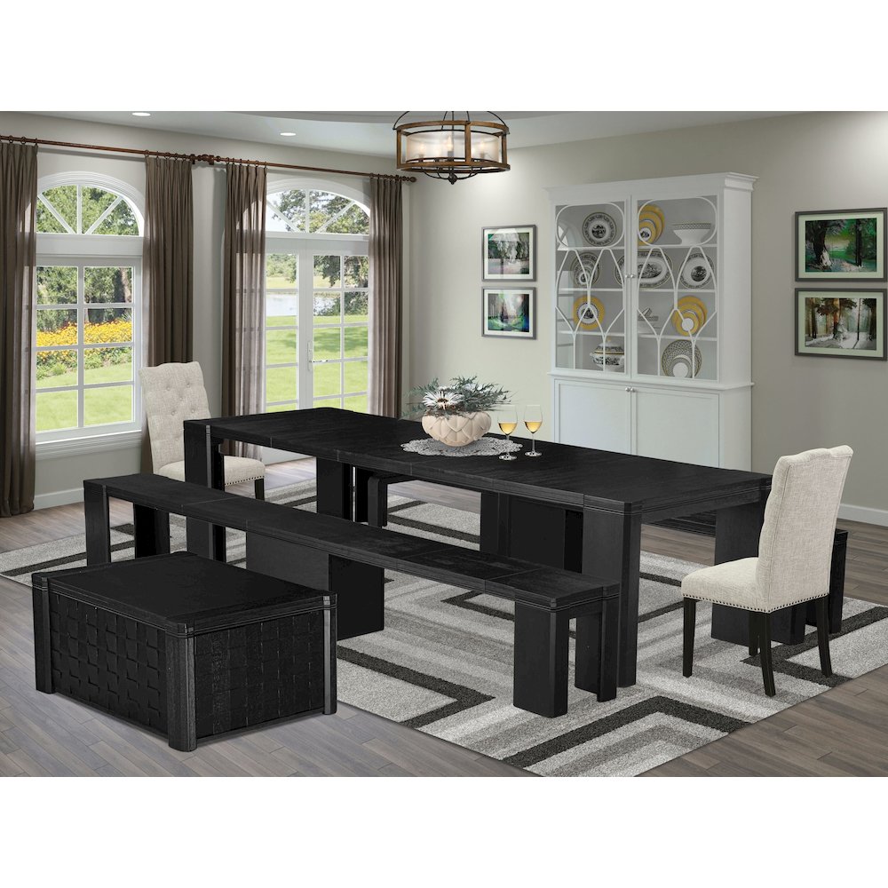 6-piece Dining Room Table Set a Rectangular Dining Table with a coffee Table. Picture 2
