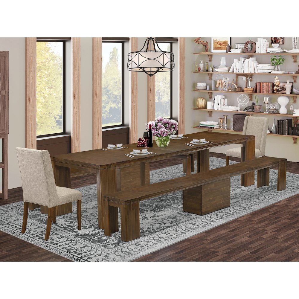 5 Pieces Extendable Dining Set Includes a Rectangle Kitchen Table. Picture 2
