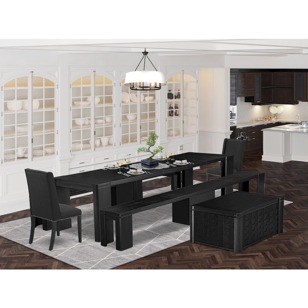 6-piece Dining Room Table Set a Rectangular Dining Table with a coffee Table. Picture 2