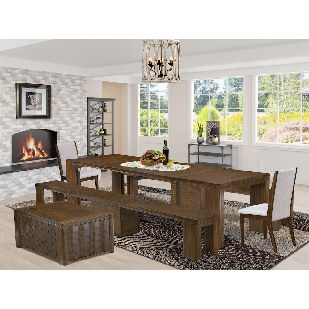 6 Pieces Extendable Dining Set Includes a Rectangle Kitchen Table. Picture 2