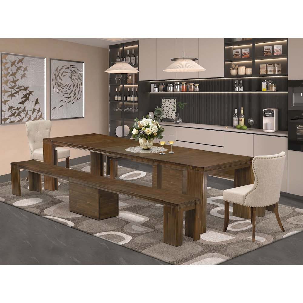 5 Pieces Extendable Dining Set Includes a Rectangle Kitchen Table. Picture 2