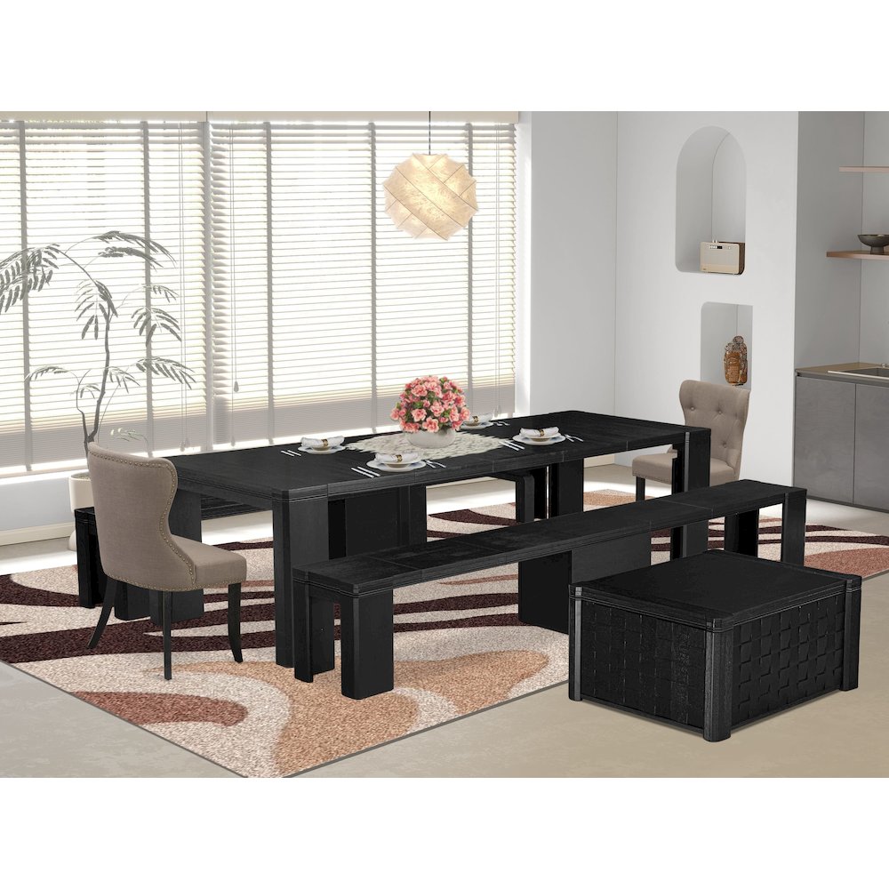6-piece Dining Room Table Set a Rectangular Dining Table with a coffee Table. Picture 2