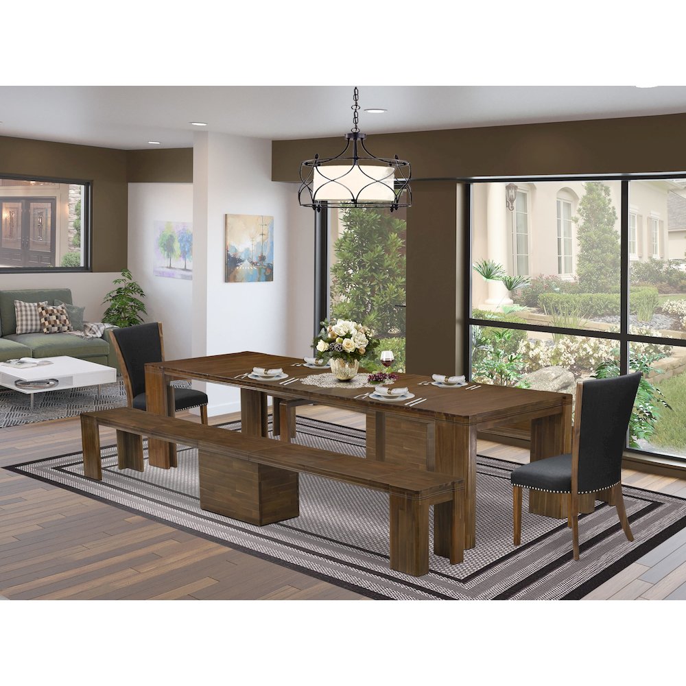 5 Pieces Extendable Dining Set Includes a Rectangle Kitchen Table. Picture 2