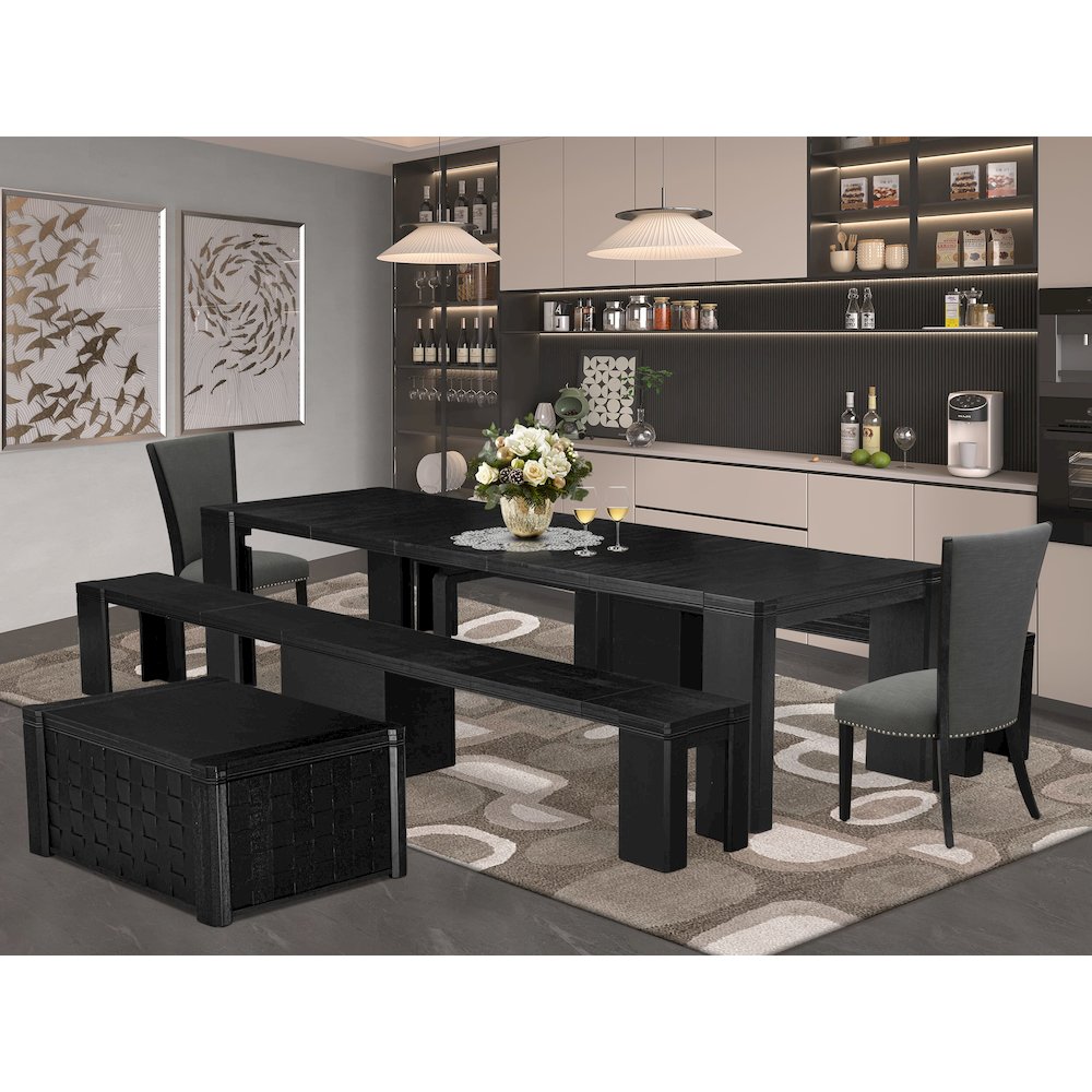 6-piece Dining Room Table Set a Rectangular Kitchen Table with a coffee Table. Picture 2