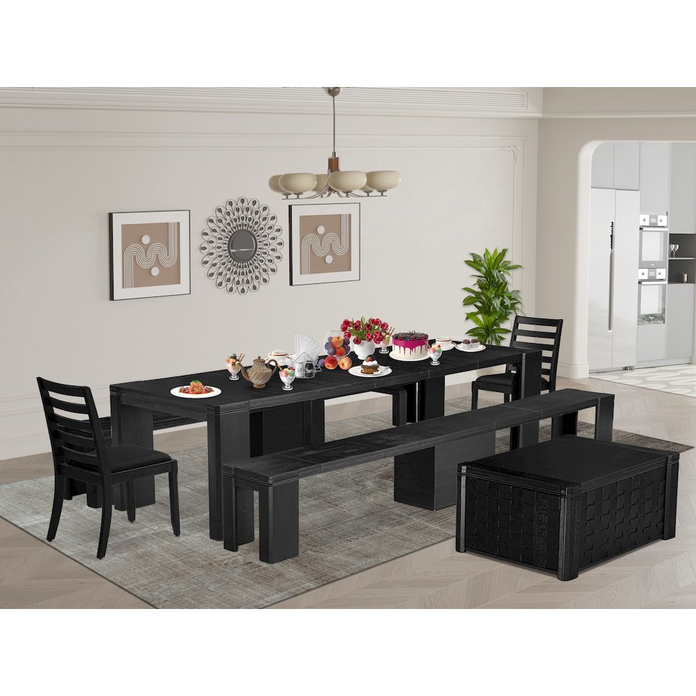 6-piece Modern Dining Room Table Set a Rectangular Dining Table. Picture 2