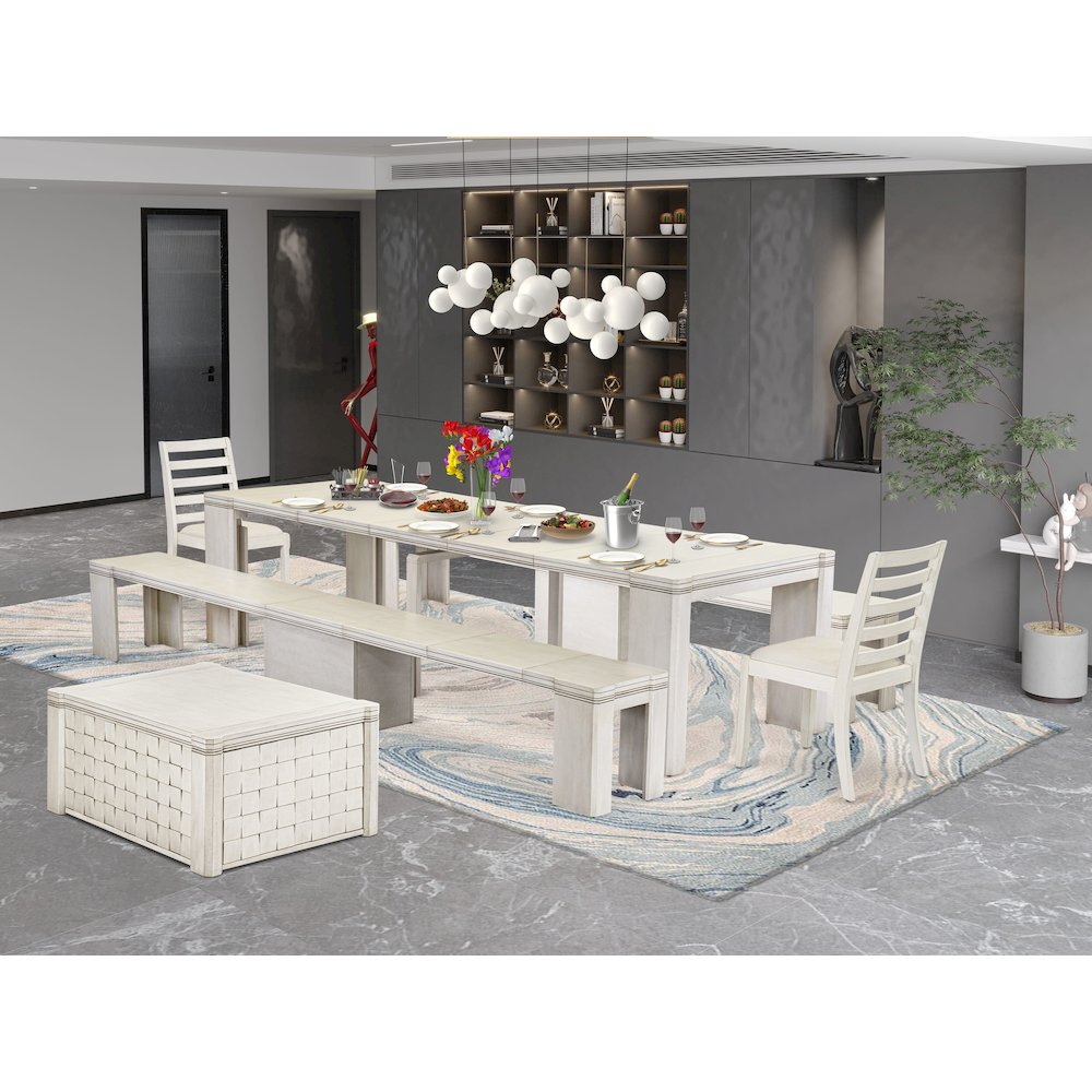 6 Pieces Extendable Dining Set Includes a Rectangle Kitchen Table. Picture 2
