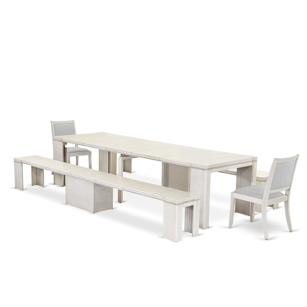 5 Pieces Extendable Dining Set, Antique White. Picture 18