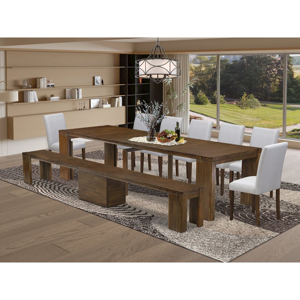 9 Pieces Extendable Dining Set Includes a Rectangle Kitchen Table. Picture 2