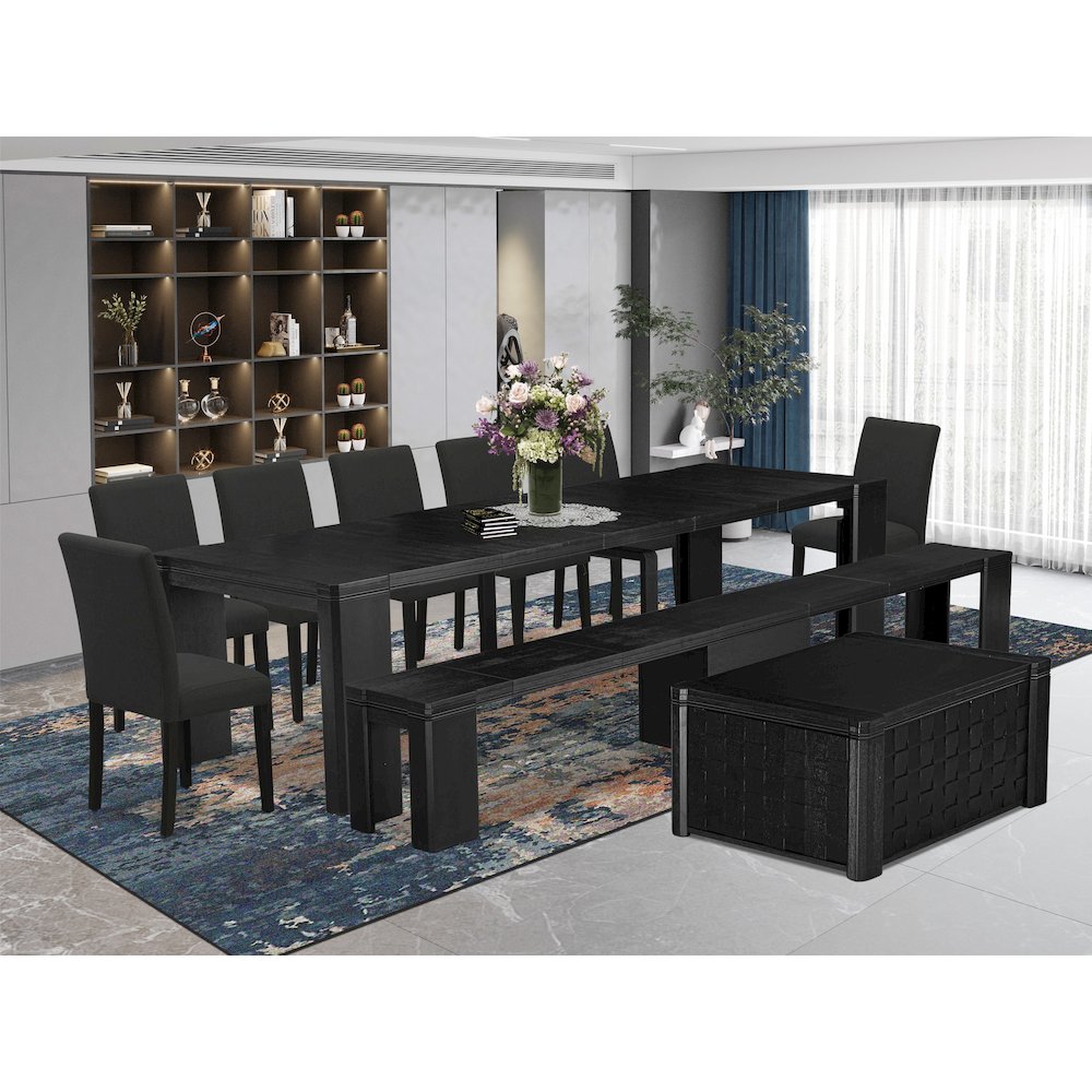 10-piece Modern Dining Room Table Set a Rectangular Dining Table. Picture 2