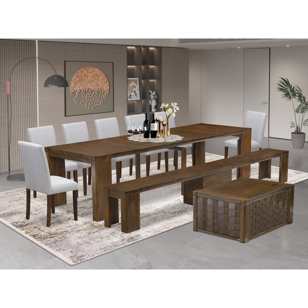 10 Pieces Extendable Dining Set Includes a Rectangle Kitchen Table. Picture 2