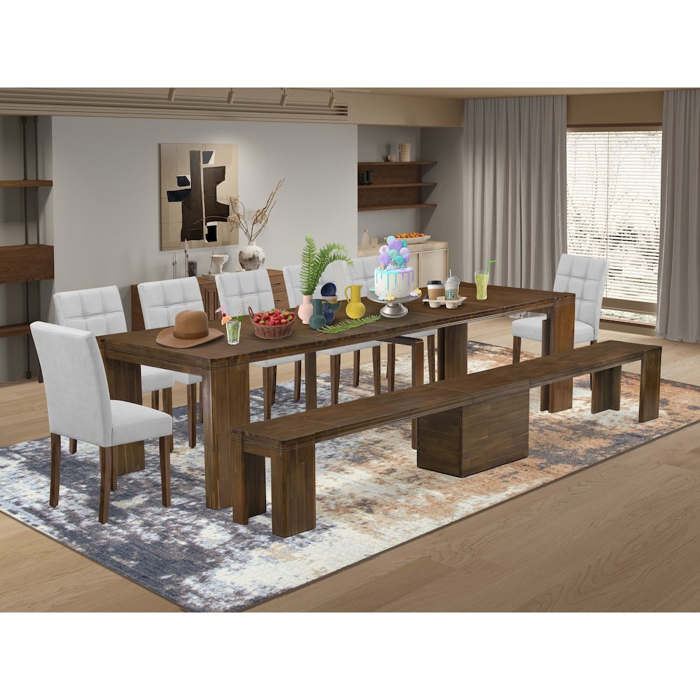9 Pieces Extendable Dining Set Includes a Rectangle Kitchen Table. Picture 2
