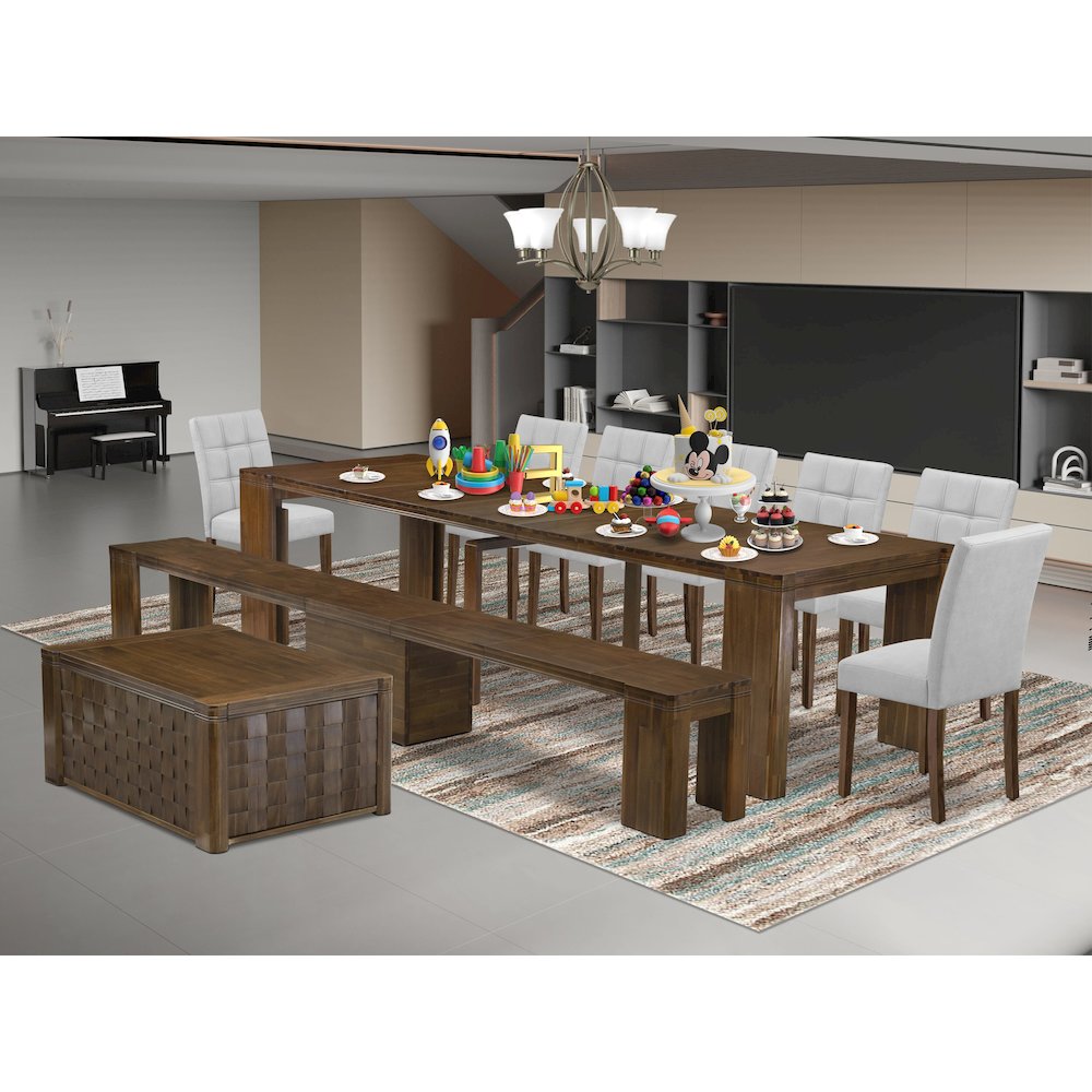 10 Pieces Extendable Dining Set Includes a Rectangle Kitchen Table. Picture 2