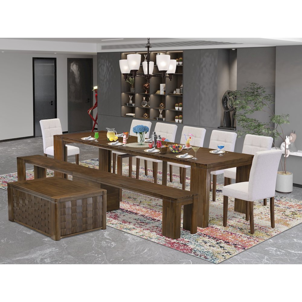 10 Pieces Extendable Dining Set Includes a Rectangle Kitchen Table. Picture 2