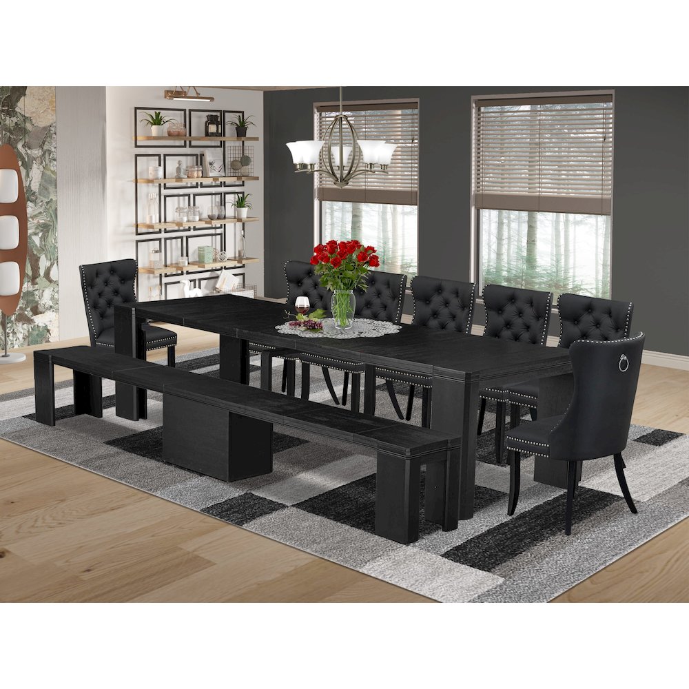 9-piece Kitchen Table Set a Rectangular Dining Table. Picture 2