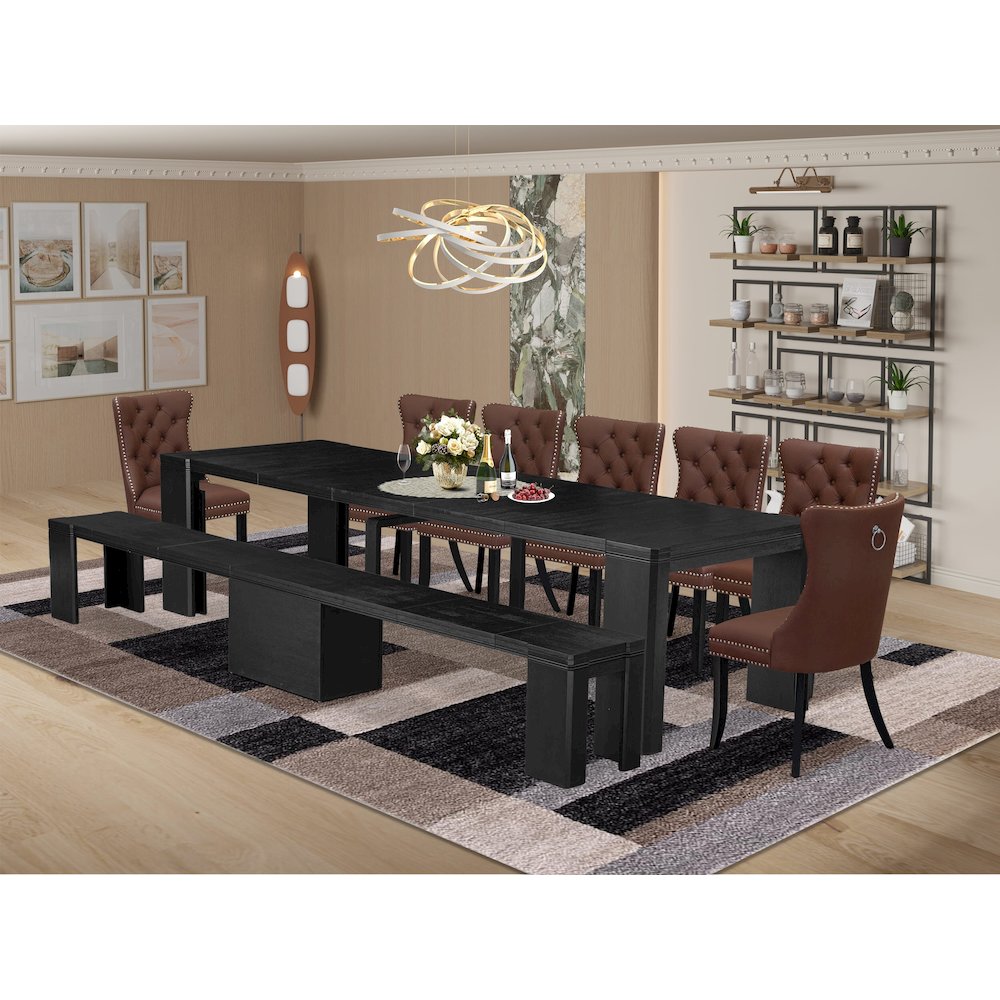 9-piece Dining Room Table Set a Rectangular Kitchen Table. Picture 2