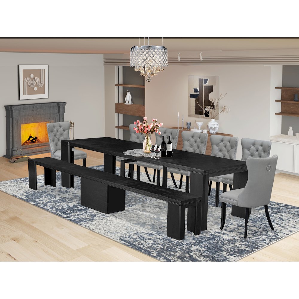 9-piece Dining Room Table Set a Rectangular Kitchen Table. Picture 2