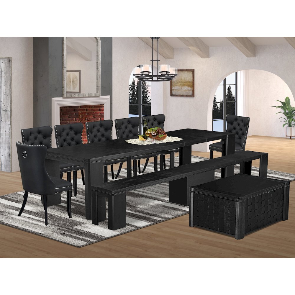 10-piece Dining room Table Set a Rectangular Kitchen Table with a coffee Table. Picture 2