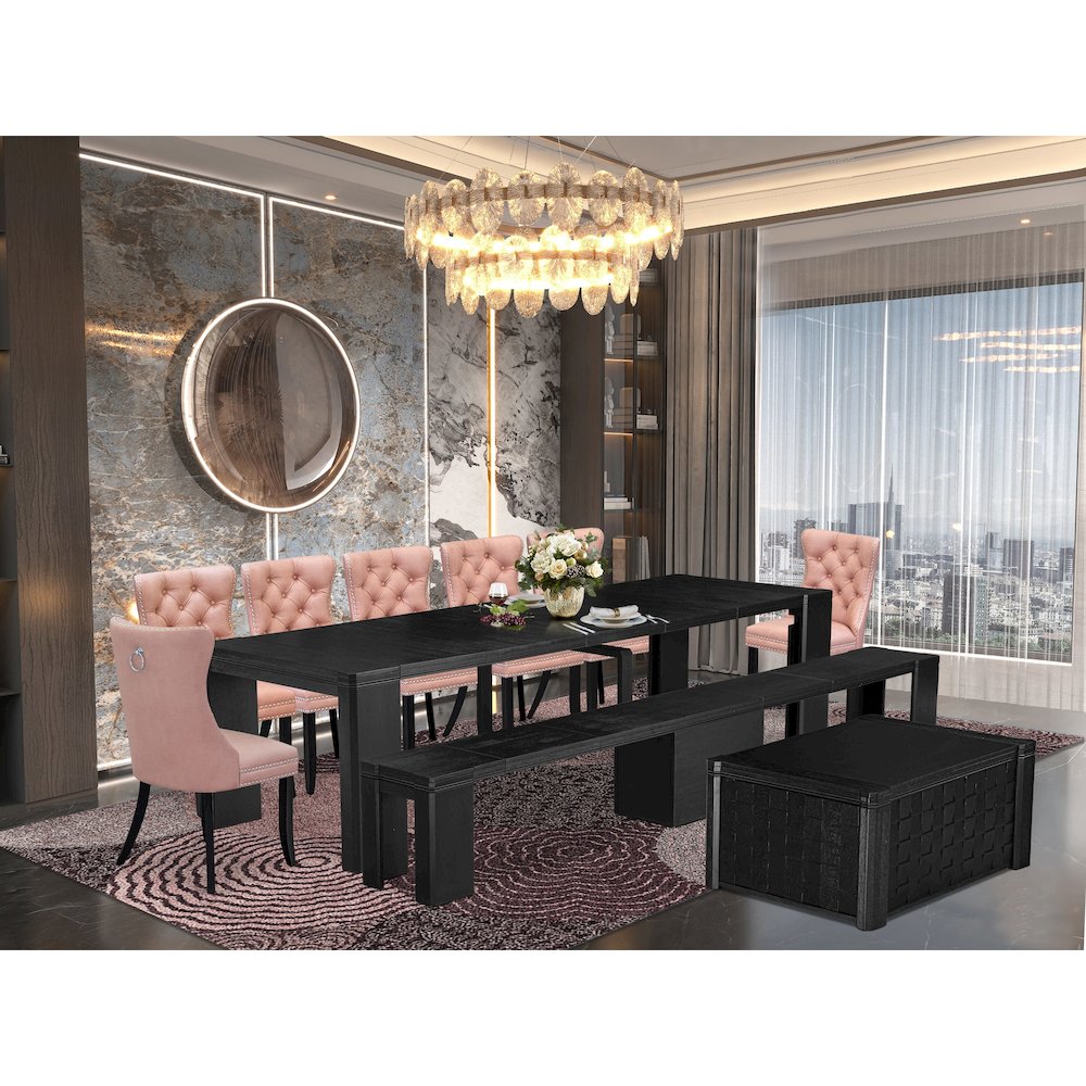 10-piece Dining Room Table Set a Rectangular Kitchen Table with a coffee Table. Picture 2