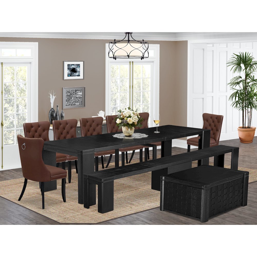 10-piece Modern Dining Room Table Set a Rectangular Dining Room Table. Picture 2