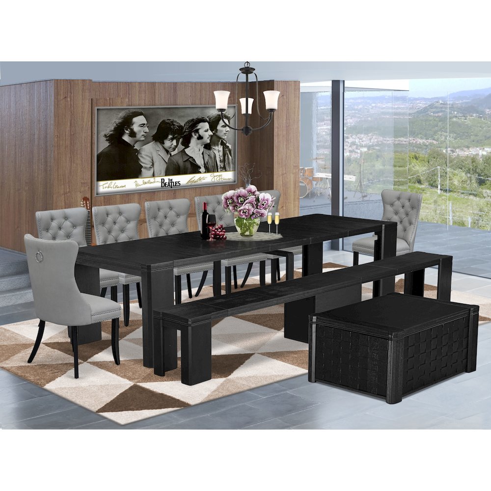 10-piece Dining Room Table Set a Rectangular Kitchen Table with a coffee Table. Picture 2