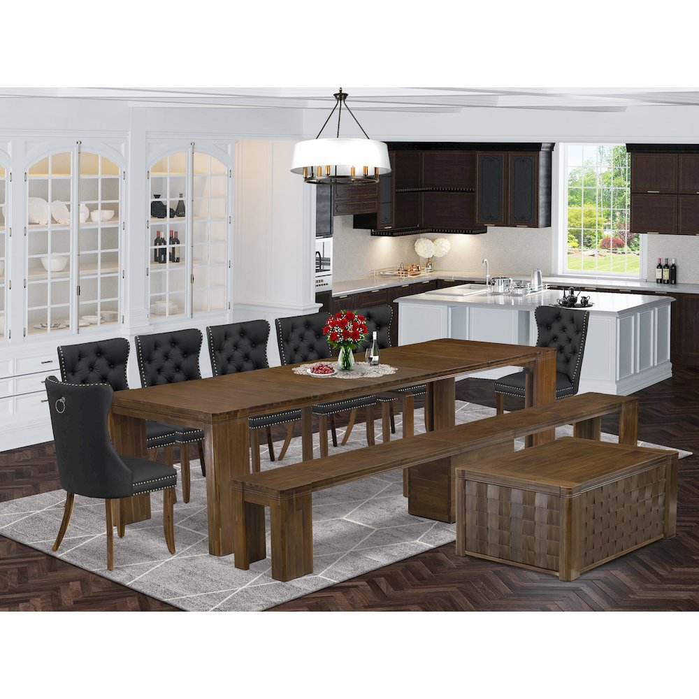 10 Pieces Extendable Dining Set Includes a Rectangle Kitchen Table. Picture 2