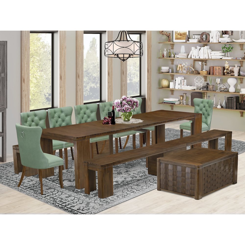10 Pieces Extendable Dining Set Includes a Rectangle Kitchen Table. Picture 2