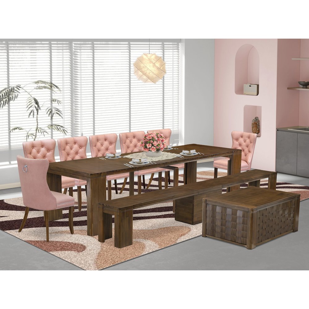 10 Pieces Extendable Dining Set Includes a Rectangle Kitchen Table. Picture 2