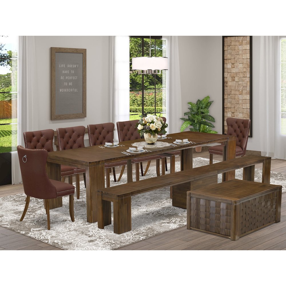 10 Pieces Extendable Dining Set Includes a Rectangle Kitchen Table. Picture 2