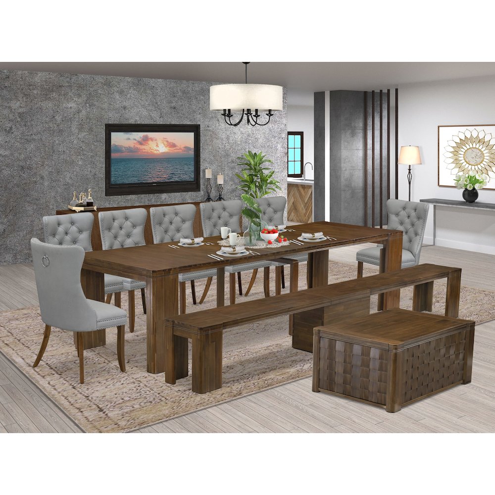 10 Pieces Extendable Dining Set Includes a Rectangle Kitchen Table. Picture 2