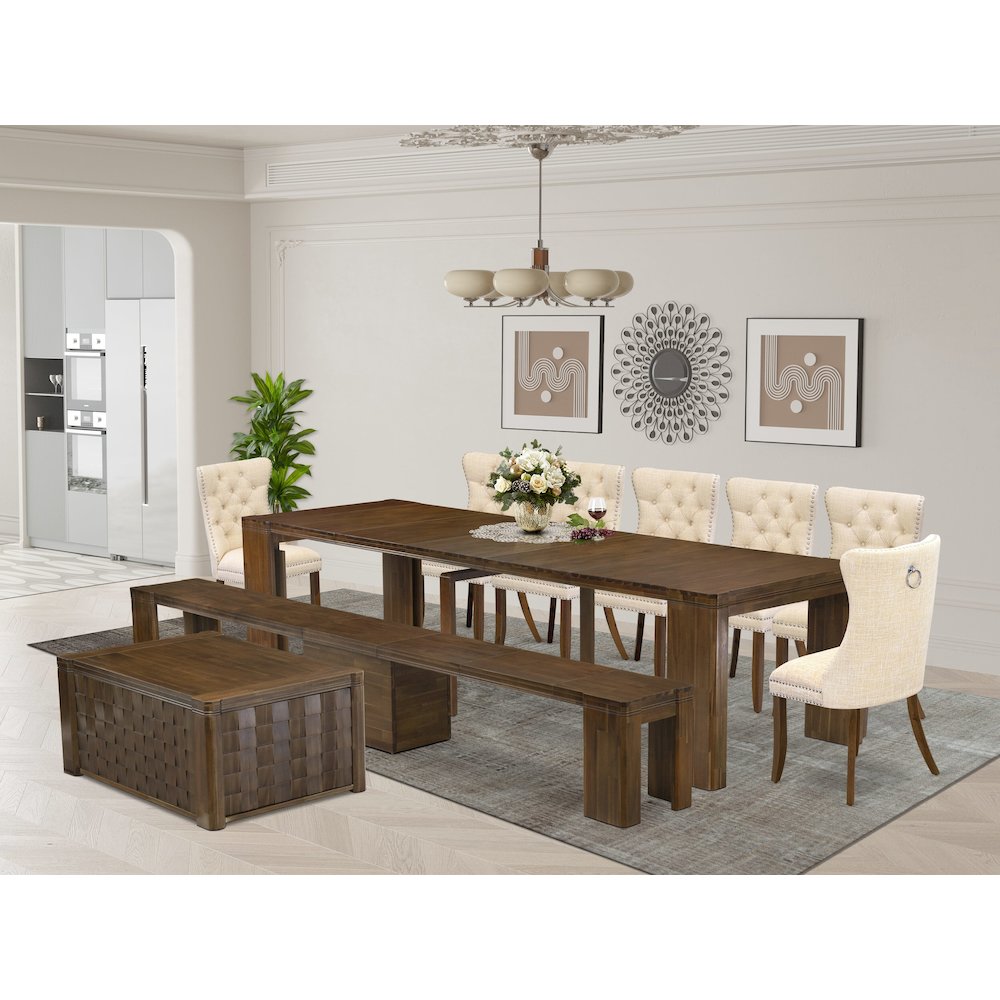 10 Pieces Extendable Dining Set Includes a Rectangle Kitchen Table. Picture 2