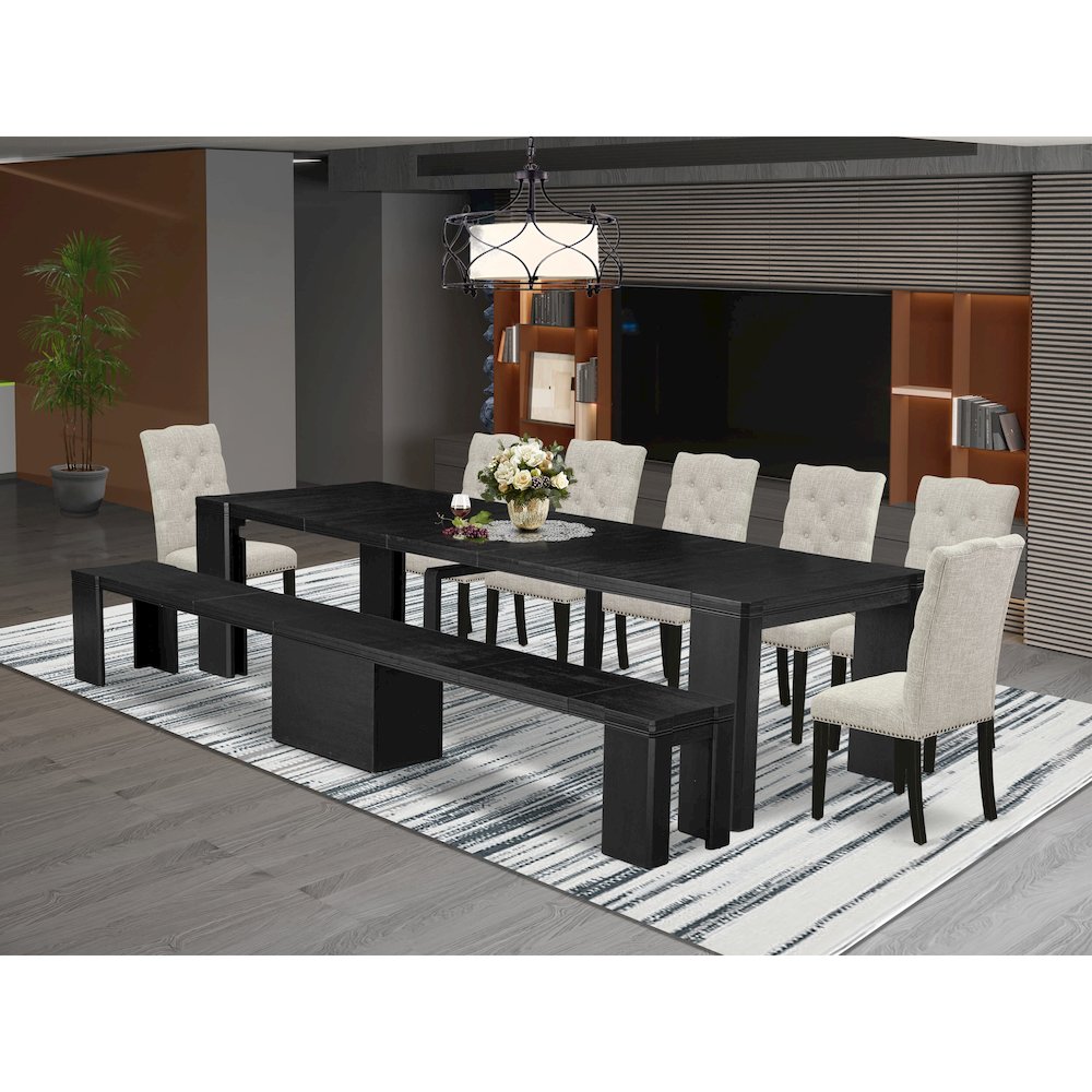 9-piece Dining Room Table Set a Rectangular Kitchen Table with a wooden Bench. Picture 2