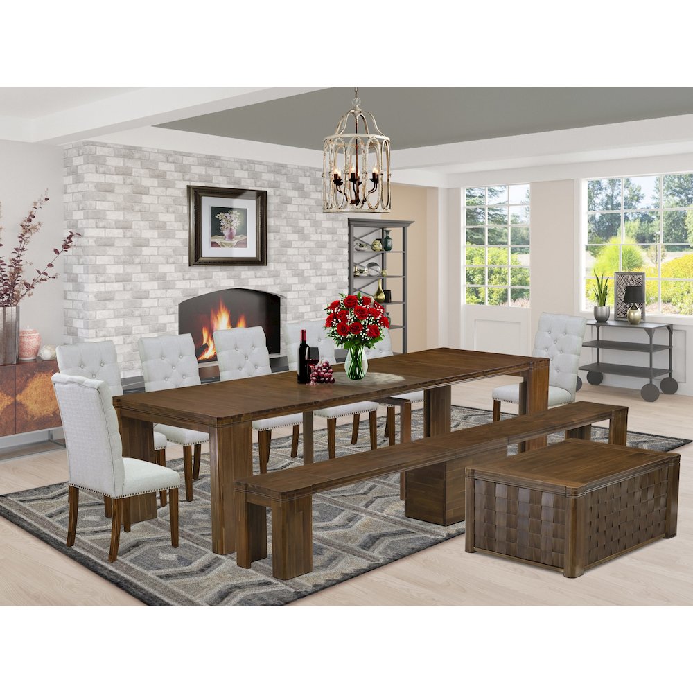 10 Pieces Extendable Dining Set Includes a Rectangle Kitchen Table. Picture 2
