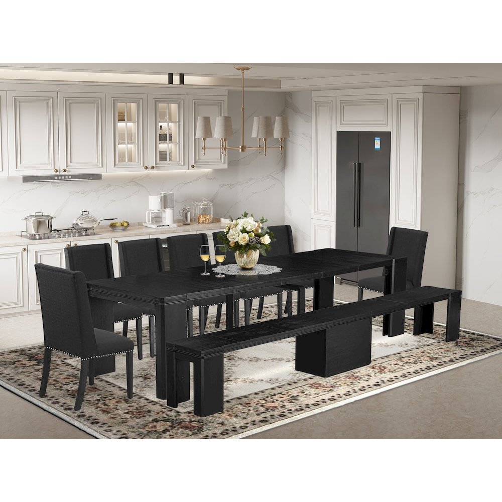 9-piece Dining Room Table Set a Rectangular Kitchen Table. Picture 2