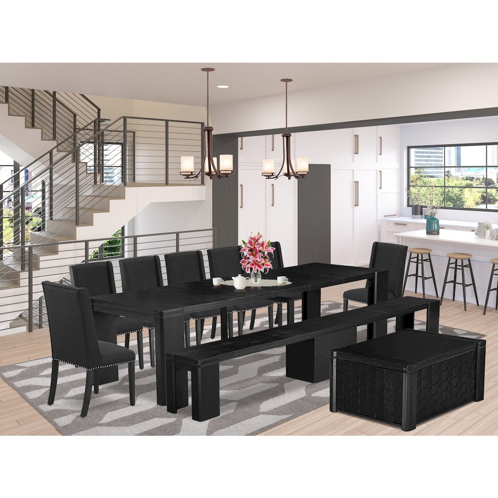 10-piece Dining Room Table Set a Rectangular Kitchen Table with a coffee Table. Picture 2