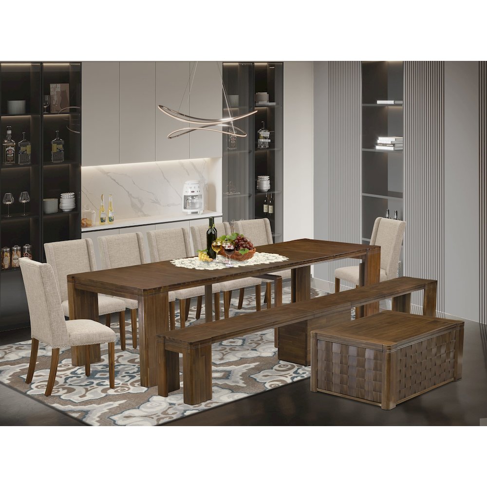 10 Pieces Extendable Dining Set Includes a Rectangle Kitchen Table. Picture 2